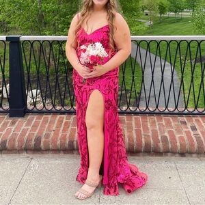 Pink sequin prom dress